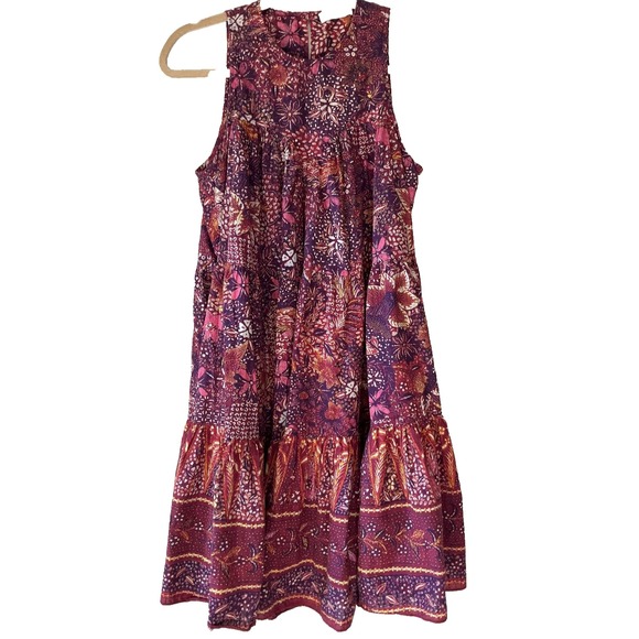 Ulla Johnson Dresses & Skirts - Ulla Johnson Mari Cotton Blend Red Burgandy Floral Trapeze Sleeveless Midi Dress